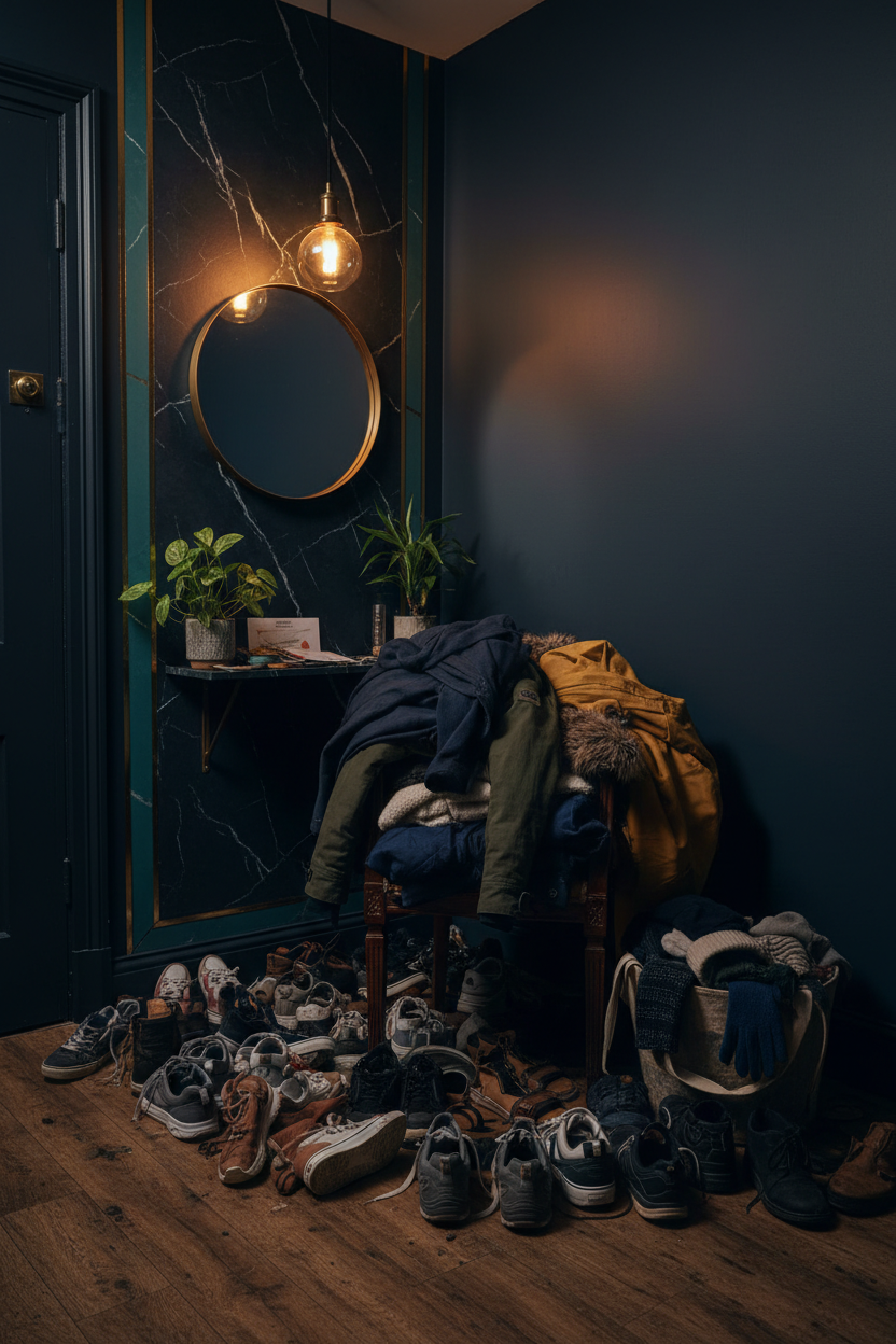 Messy entryway before